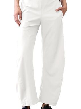 Barrel Elastic Waistband Tapered Leg Baggy Mid RiseLounge Pant With Pockets